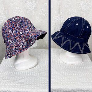 J. Crew x Liberty reversible bucket hat floral + denim blue cottagecore M/L